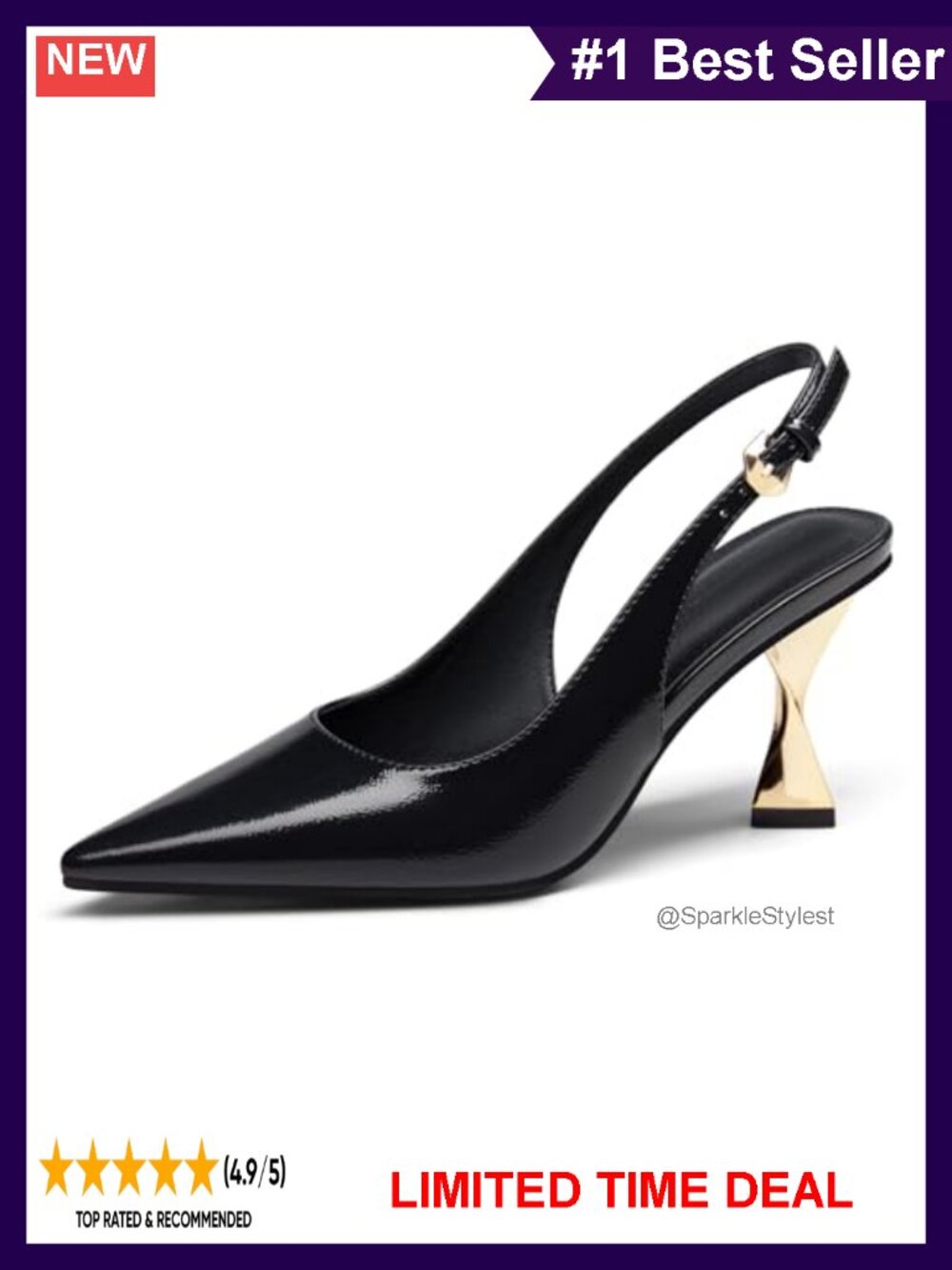 Kitten Heel Slingback Pointed Closed Toe Pumps Faux Leather Dress Work